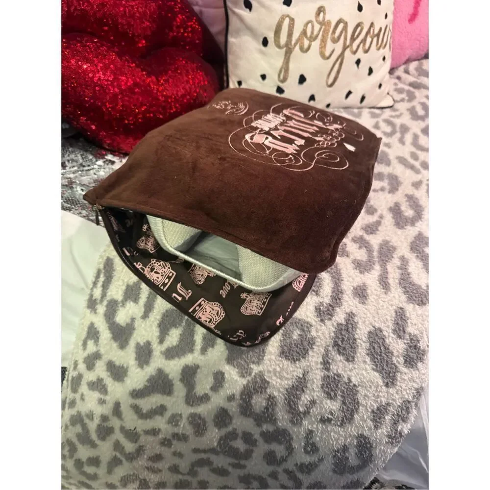 Velour black/pink Y2K vintage Juicy couture slumber party pillow/travel case